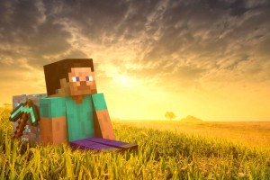 minecraft_steve_sunset